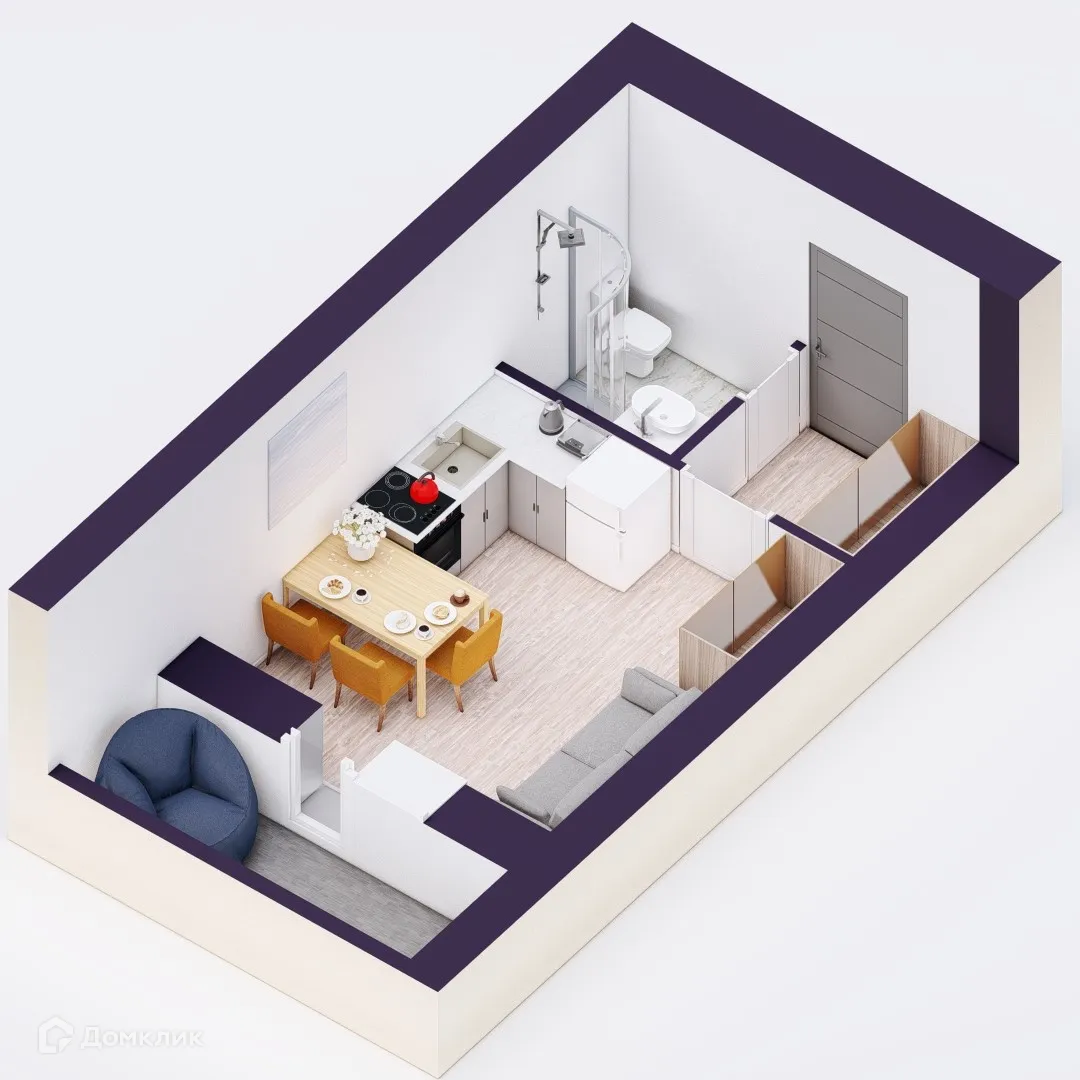 Планировка студии квартиры 22.72 м² в ЖК Эльбрус, г. Уфа — фото 2