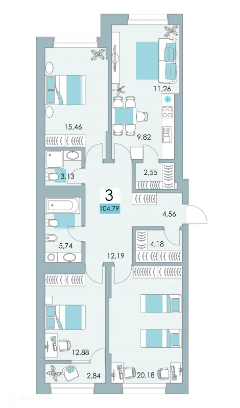 Квартира в ЖК Квартал Самоцветы