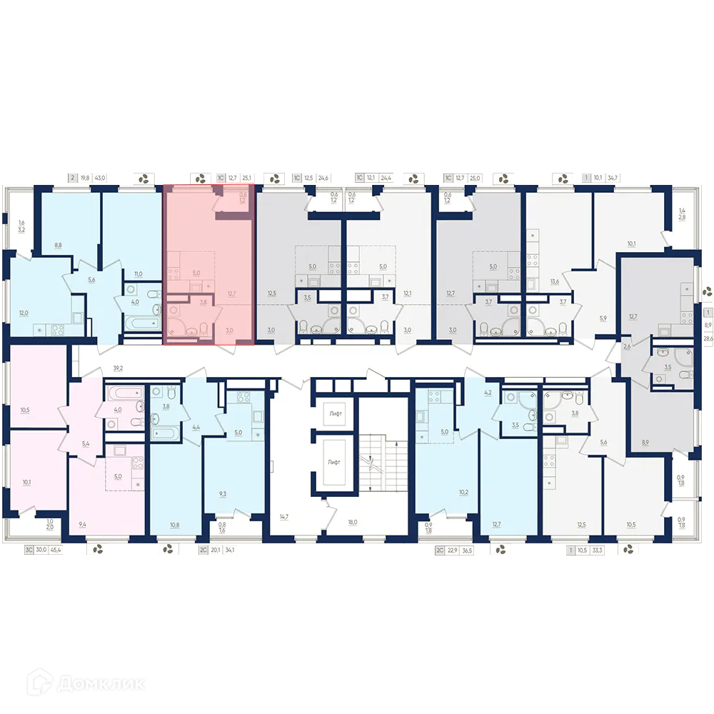 Планировка 1-комнатной квартиры 25.1 м² в ЖК Экогород "Яркий", г. Уфа — фото 2