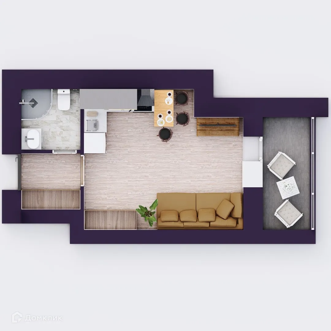 Планировка студии квартиры 23.56 м² в ЖК Эльбрус, г. Уфа — фото 3