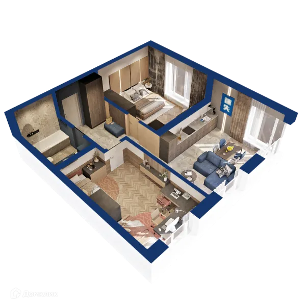 Планировка 2 комн. в ЖК Вершина