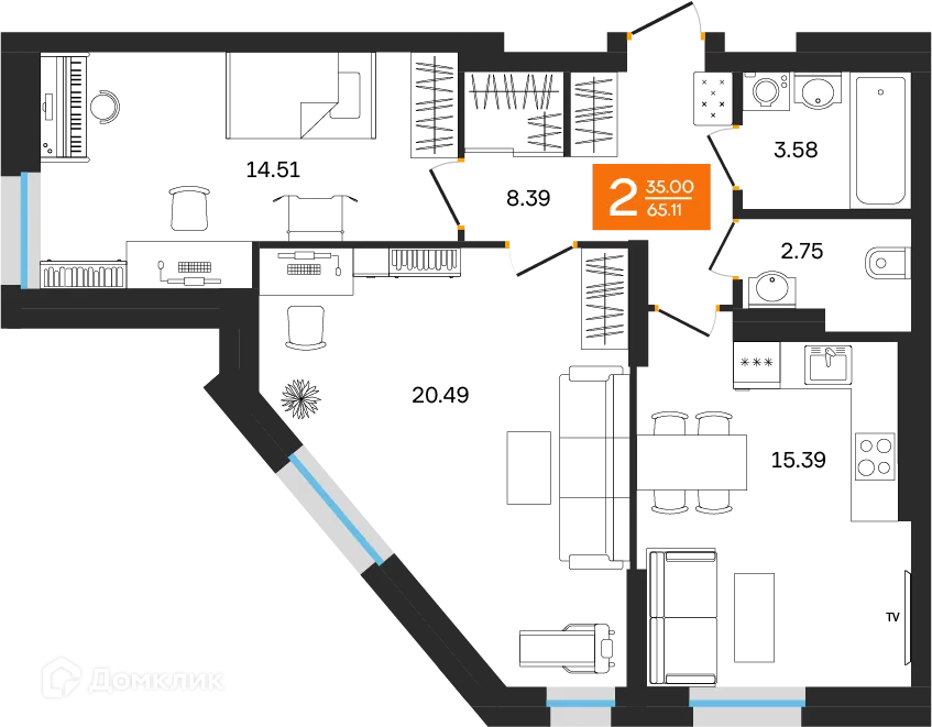 Фото квартиры в ЖК Грани