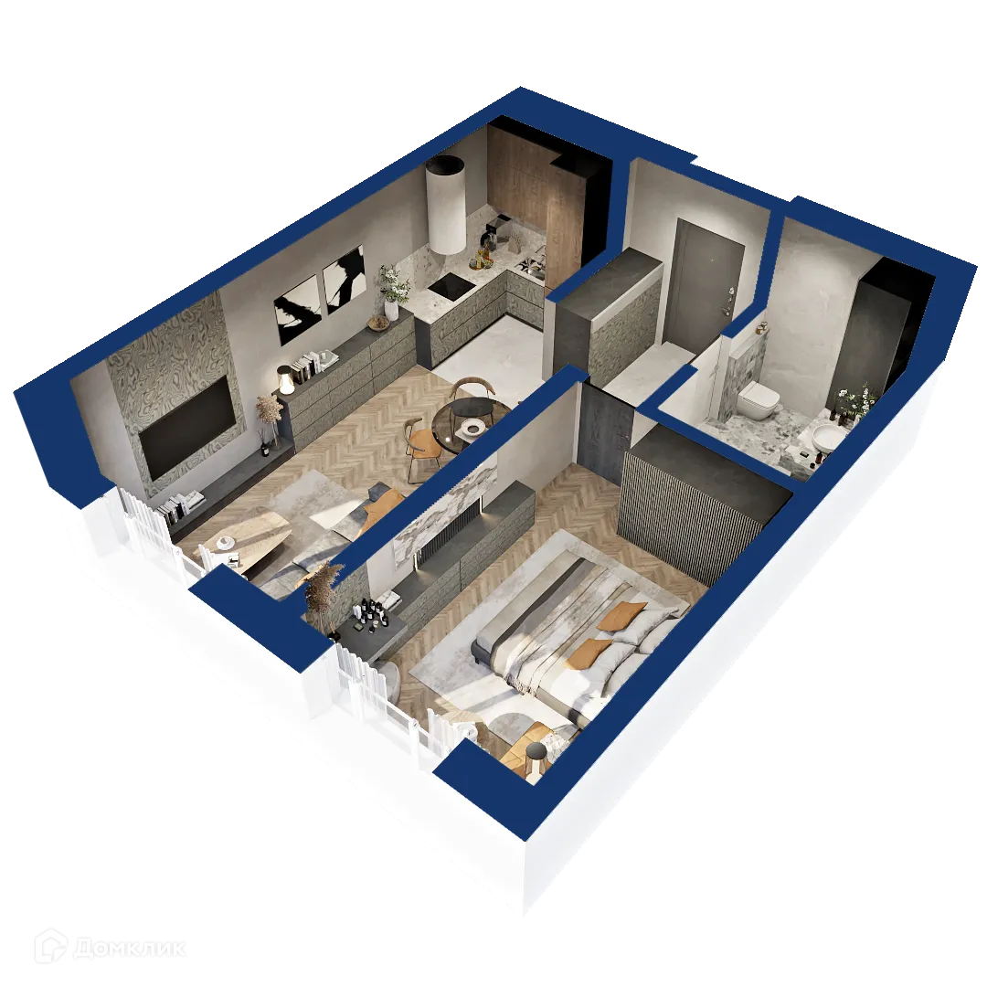 Планировка 1-комнатной квартиры 43.09 м² в ЖК Вершина, г. Уфа — фото 1