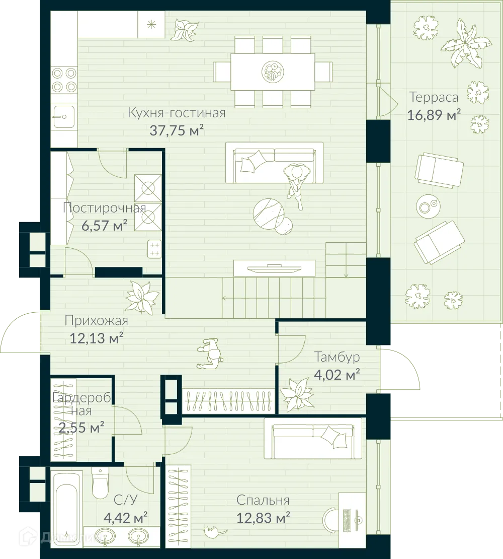 Планировка 3-комнатной квартиры 112.65 м² в ЖК URMAN Сity (Урман Сити), г. Уфа — фото 1