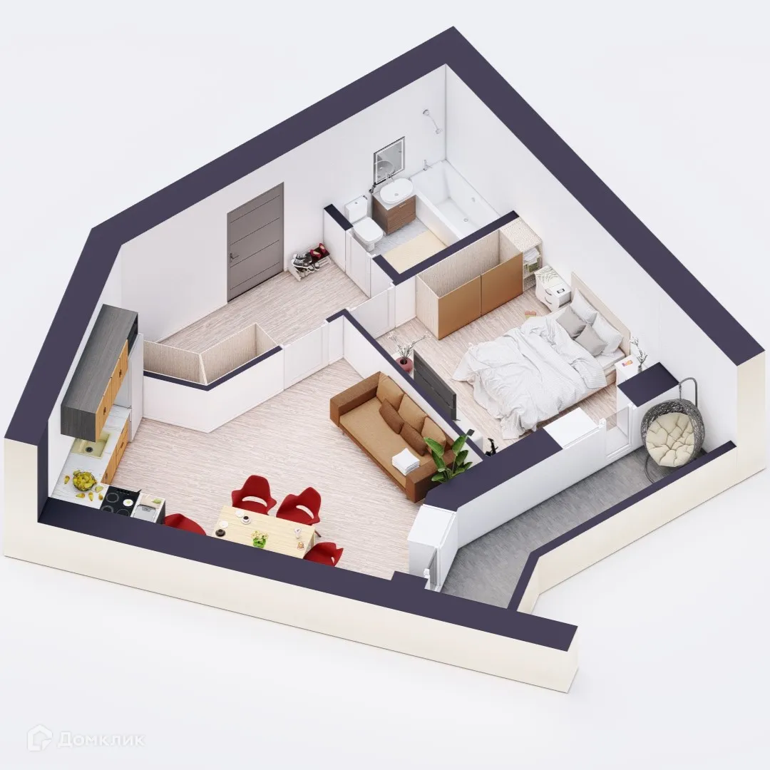 Планировка 2-комнатной квартиры 47.11 м² в ЖК Эльбрус, г. Уфа — фото 2