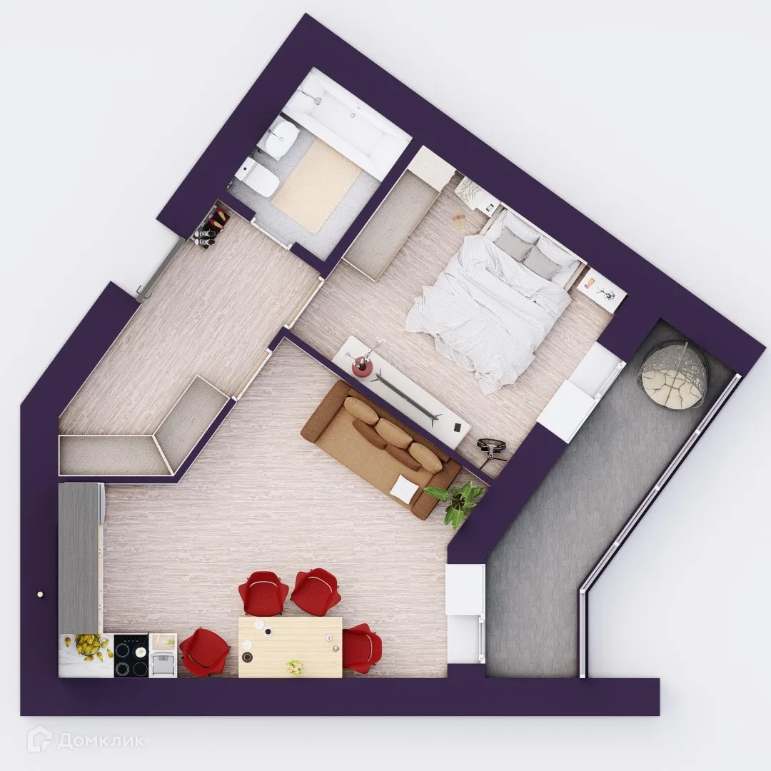 Планировка 2-комнатной квартиры 47.11 м² в ЖК Эльбрус, г. Уфа — фото 3