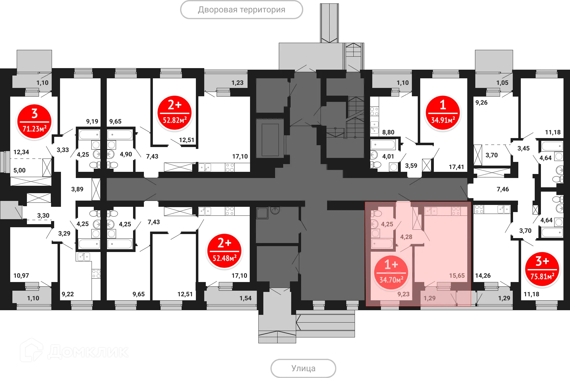 Планировка 1-комнатной квартиры 34.7 м² в ЖК Цветы Башкирии, г. Уфа — фото 2