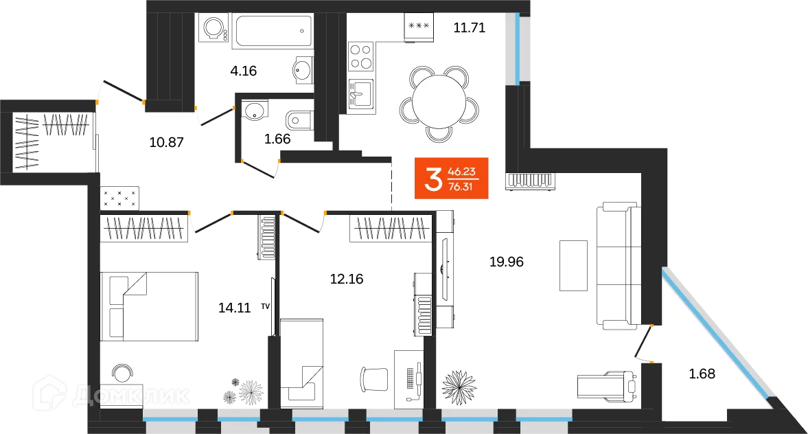 Фото квартиры в ЖК Грани