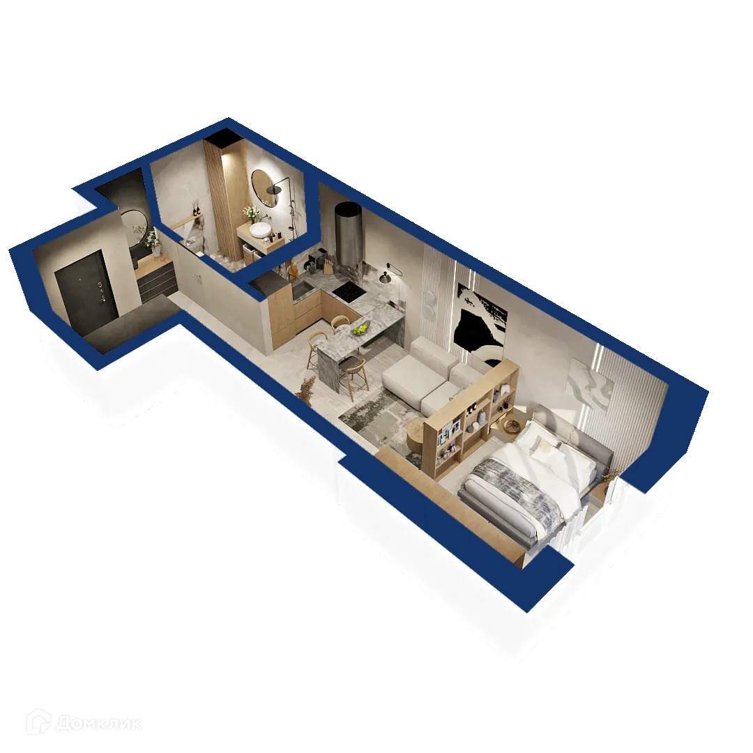 Планировка студии квартиры 35.4 м² в ЖК Вершина, г. Уфа — фото 1
