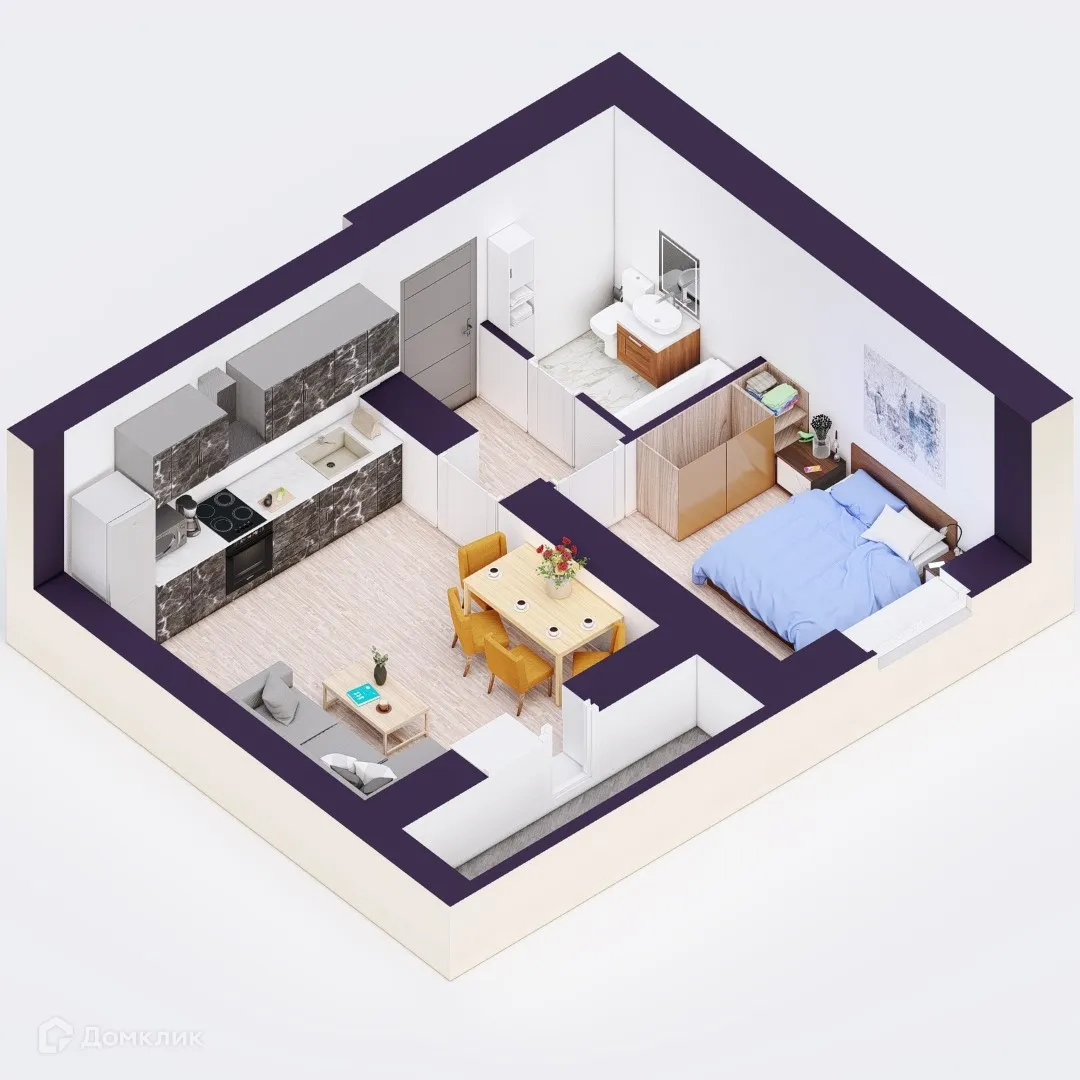 Планировка 1-комнатной квартиры 32.76 м² в ЖК Эльбрус, г. Уфа — фото 2