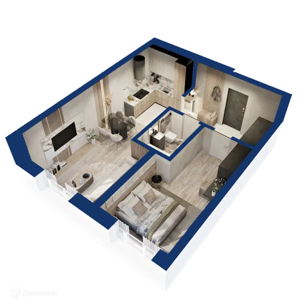 Планировка 1 комн. в ЖК Вершина