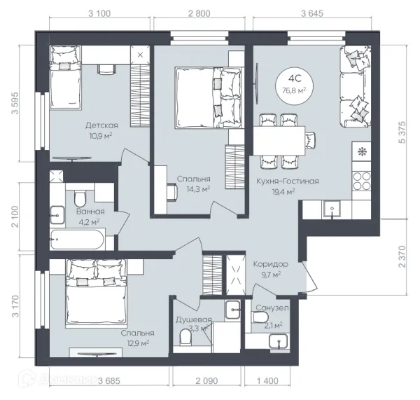 Квартира в ЖК "Le CRISTAL" (Ле Кристал)