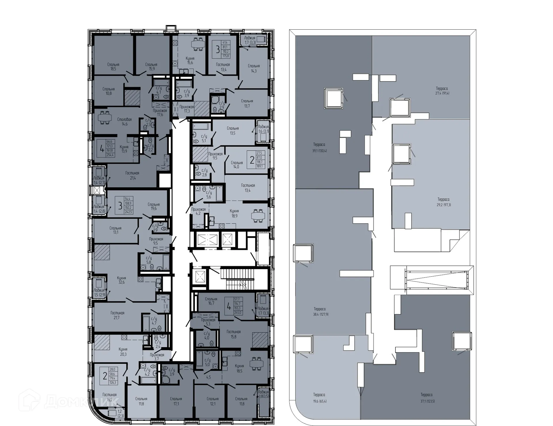 Планировка 4-комнатной квартиры 160.7 м² в ЖК АУРУМ, г. Уфа — фото 2