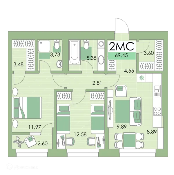 Квартира в ЖК Квартал Самоцветы