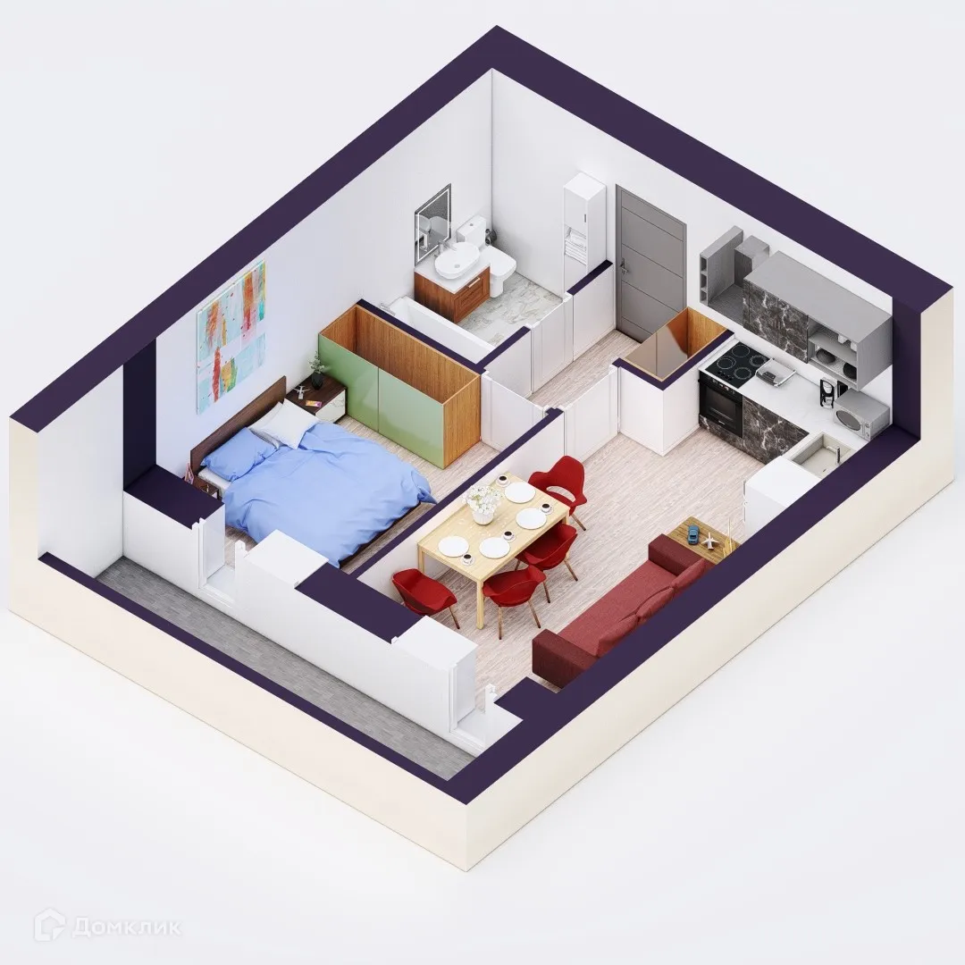 Планировка 1-комнатной квартиры 32.31 м² в ЖК Эльбрус, г. Уфа — фото 2