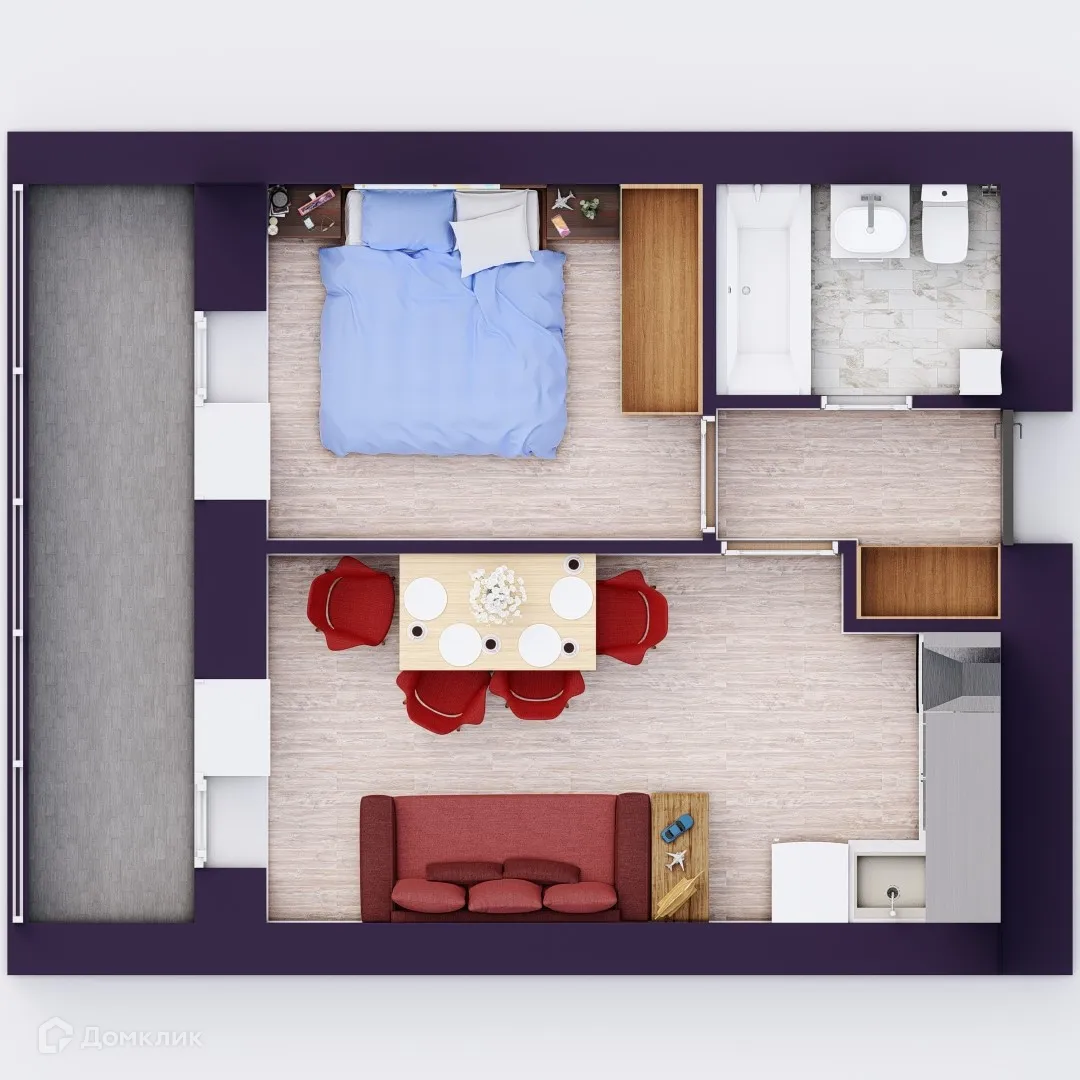 Планировка 1-комнатной квартиры 32.31 м² в ЖК Эльбрус, г. Уфа — фото 3