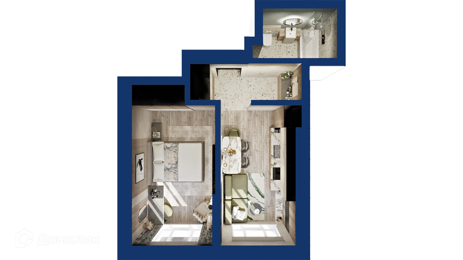 Планировка 1-комнатной квартиры 35.83 м² в ЖК Вершина, г. Уфа — фото 2