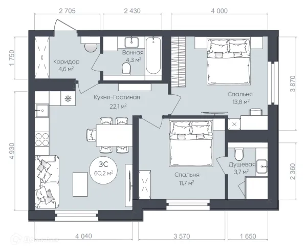 Квартира в ЖК "Le CRISTAL" (Ле Кристал)
