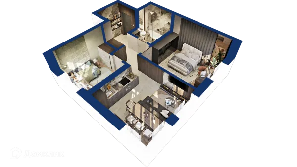 Планировка 2 комн. в ЖК Вершина