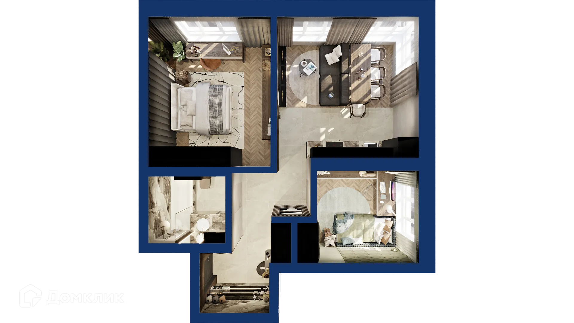 Планировка 2-комнатной квартиры 55.27 м² в ЖК Вершина, г. Уфа — фото 2