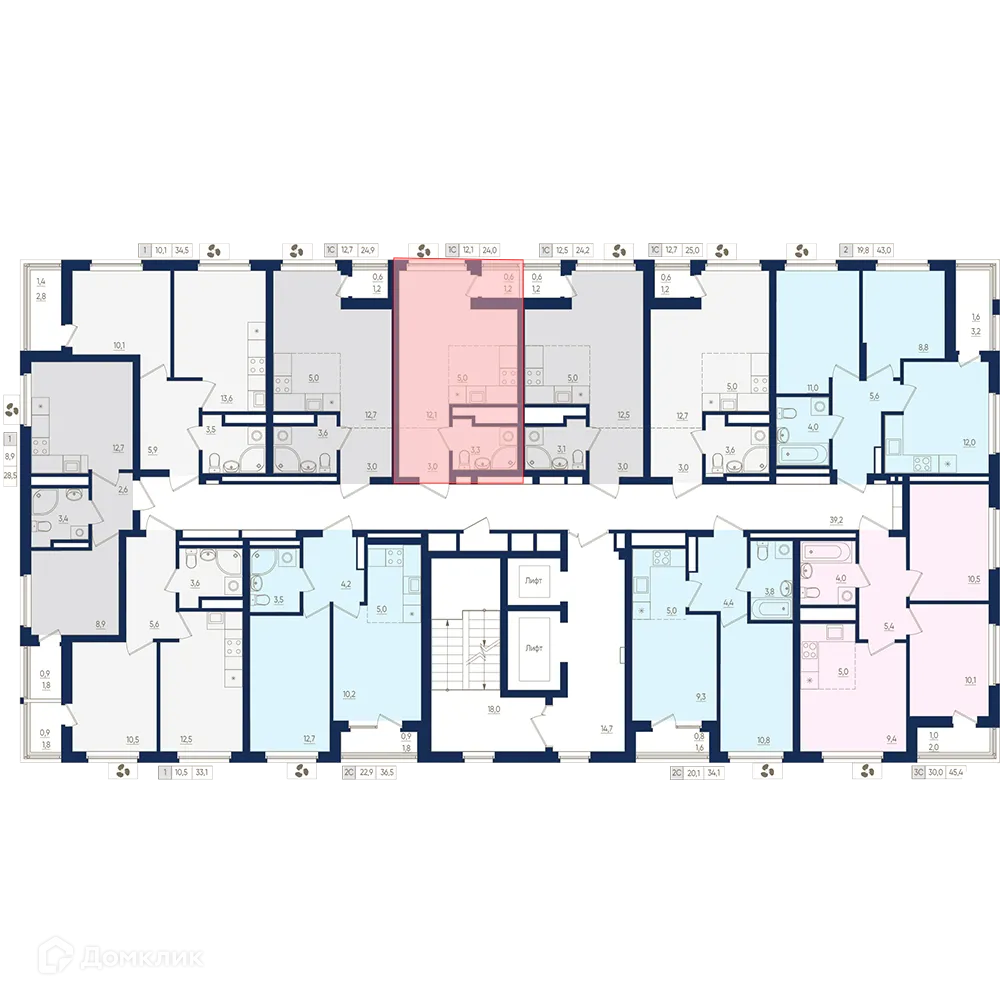 Планировка 1-комнатной квартиры 24 м² в ЖК Экогород "Яркий", г. Уфа — фото 2