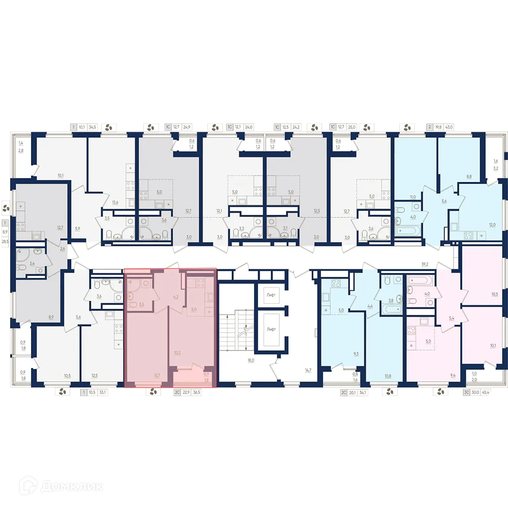 Планировка 2-комнатной квартиры 36.5 м² в ЖК Экогород "Яркий", г. Уфа — фото 2