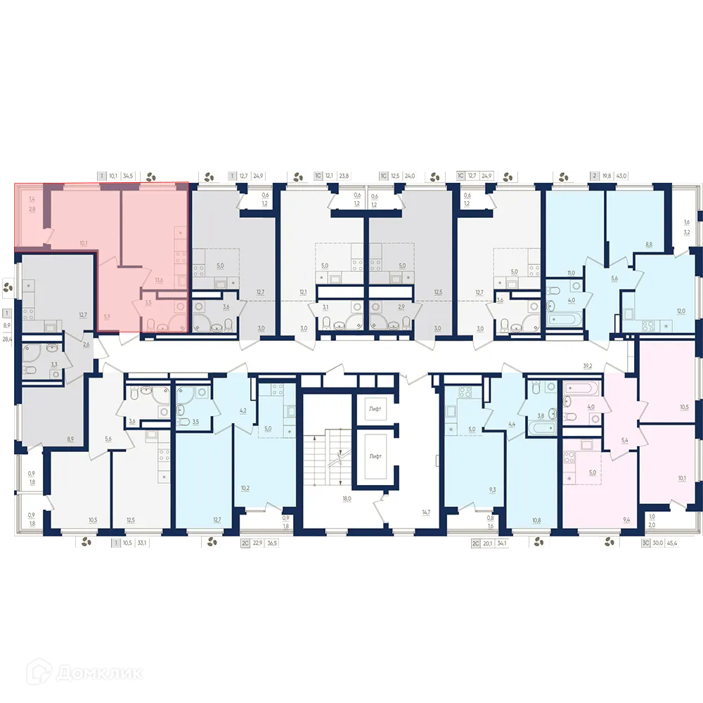 Планировка 1-комнатной квартиры 34.5 м² в ЖК Экогород "Яркий", г. Уфа — фото 2
