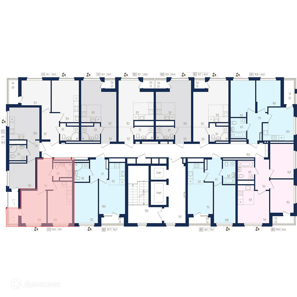 Планировка 1-комнатной квартиры 33.1 м² в ЖК Экогород "Яркий", г. Уфа — фото 2