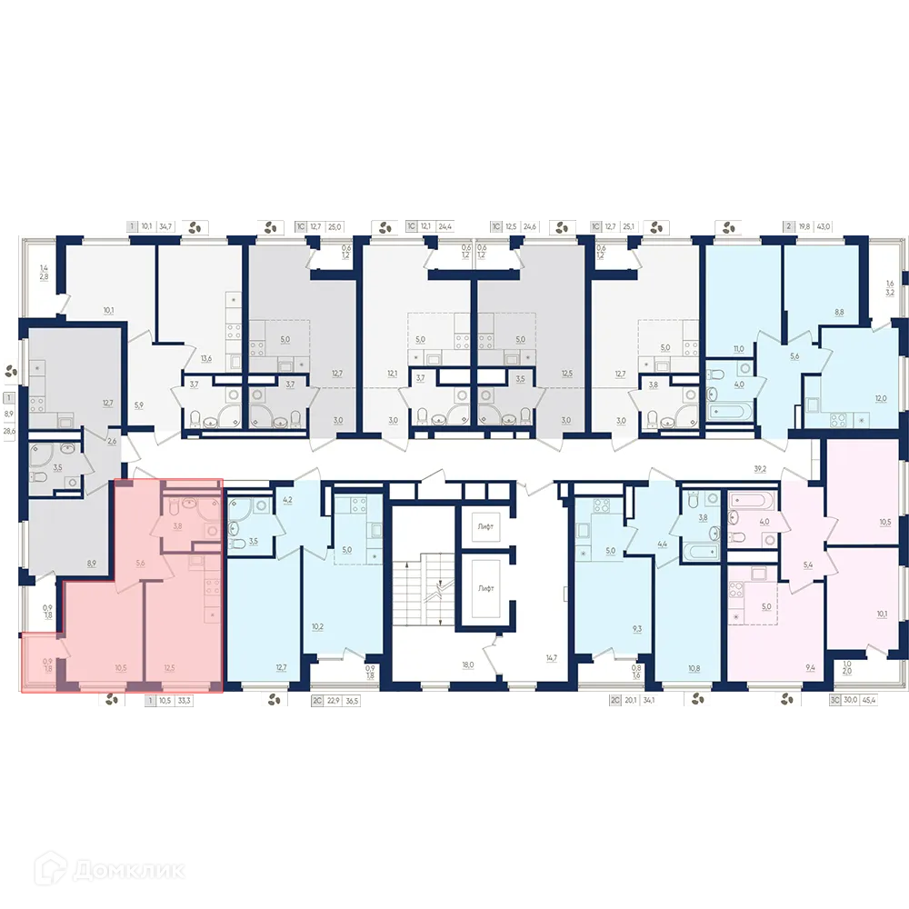 Планировка 1-комнатной квартиры 33.3 м² в ЖК Экогород "Яркий", г. Уфа — фото 2