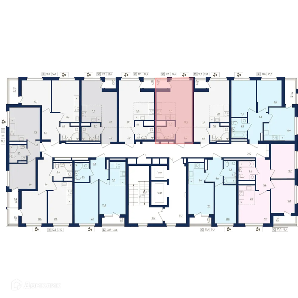 Планировка 1-комнатной квартиры 24.6 м² в ЖК Экогород "Яркий", г. Уфа — фото 2
