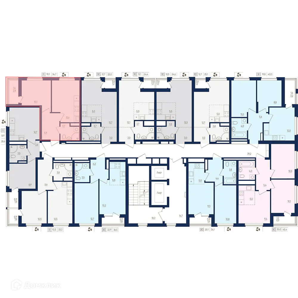 Планировка 1-комнатной квартиры 34.7 м² в ЖК Экогород "Яркий", г. Уфа — фото 2