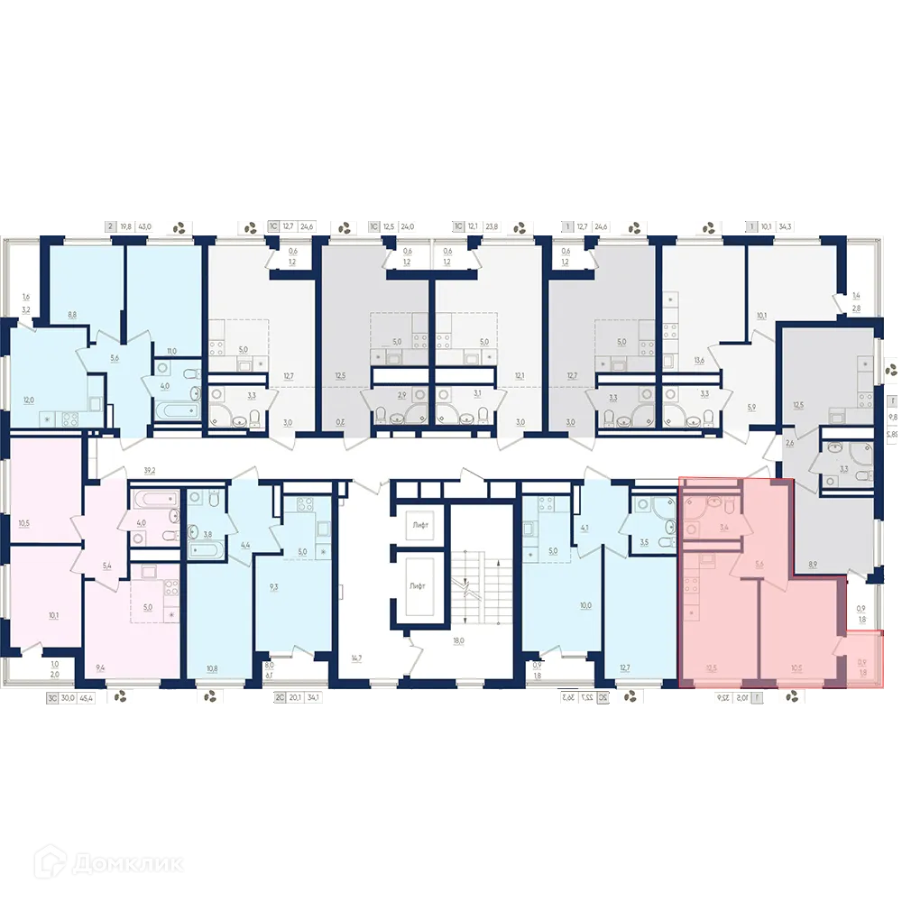 Планировка 1-комнатной квартиры 32.9 м² в ЖК Экогород "Яркий", г. Уфа — фото 2