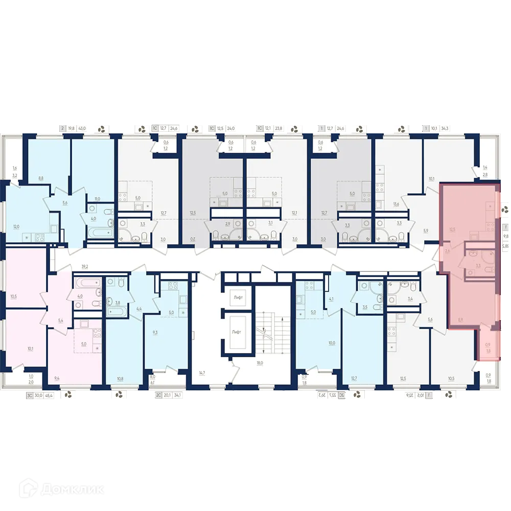 Планировка 1-комнатной квартиры 28.2 м² в ЖК Экогород "Яркий", г. Уфа — фото 2