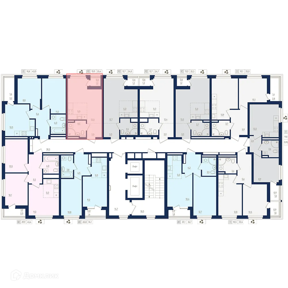 Планировка 1-комнатной квартиры 25.4 м² в ЖК Экогород "Яркий", г. Уфа — фото 2