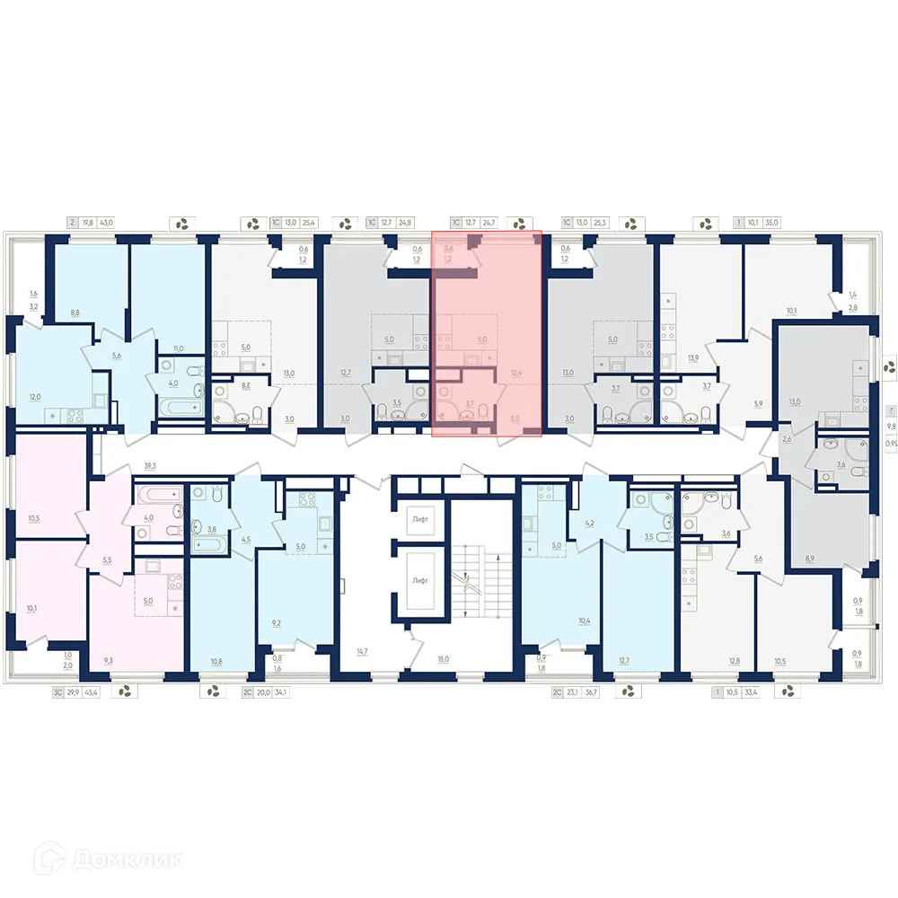 Планировка 1-комнатной квартиры 24.7 м² в ЖК Экогород "Яркий", г. Уфа — фото 2