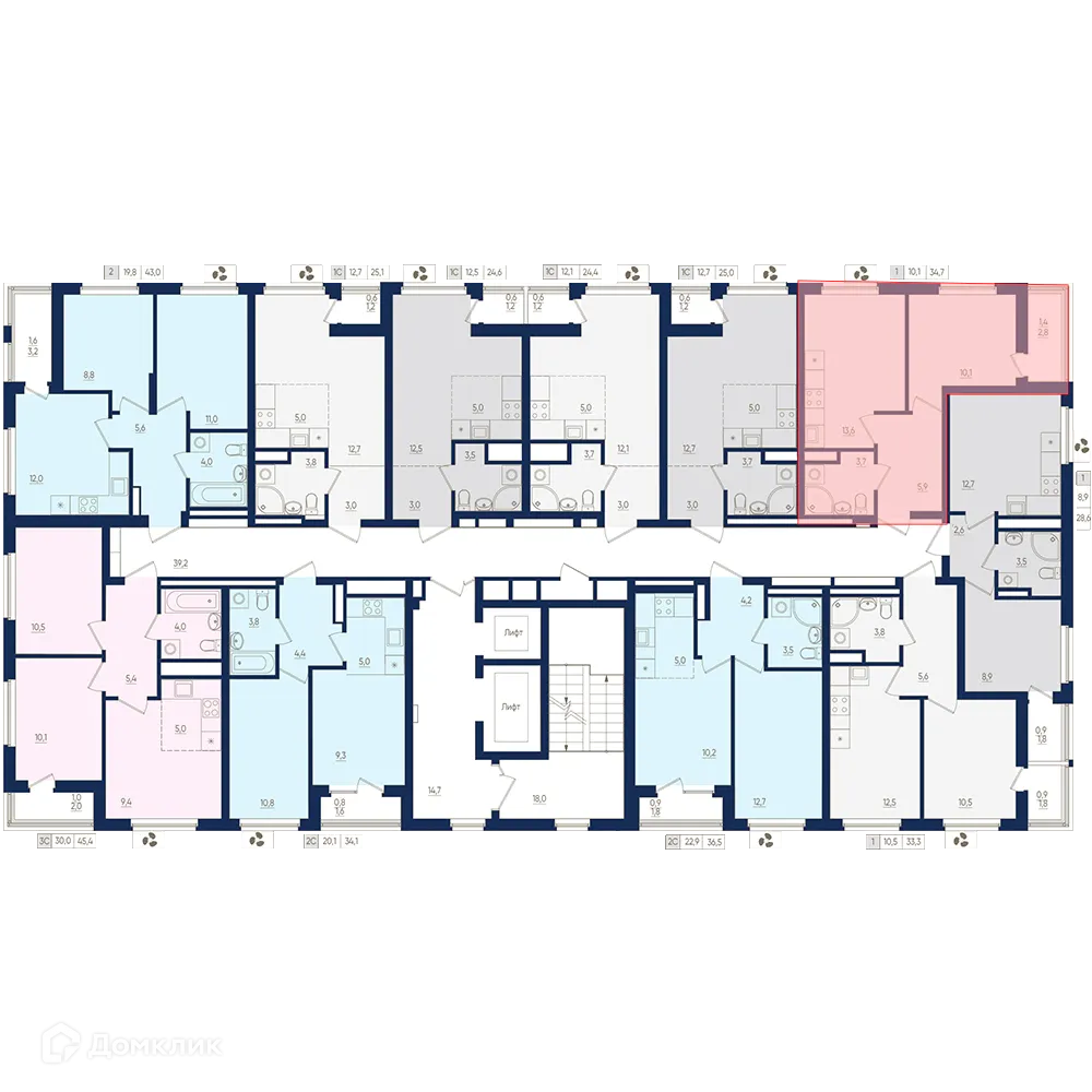 Планировка 1-комнатной квартиры 34.7 м² в ЖК Экогород "Яркий", г. Уфа — фото 2