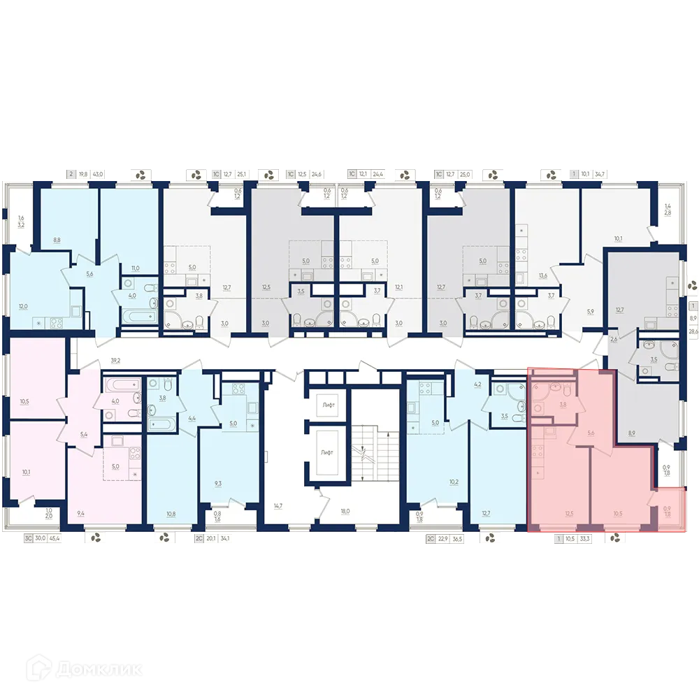 Планировка 1-комнатной квартиры 33.3 м² в ЖК Экогород "Яркий", г. Уфа — фото 2