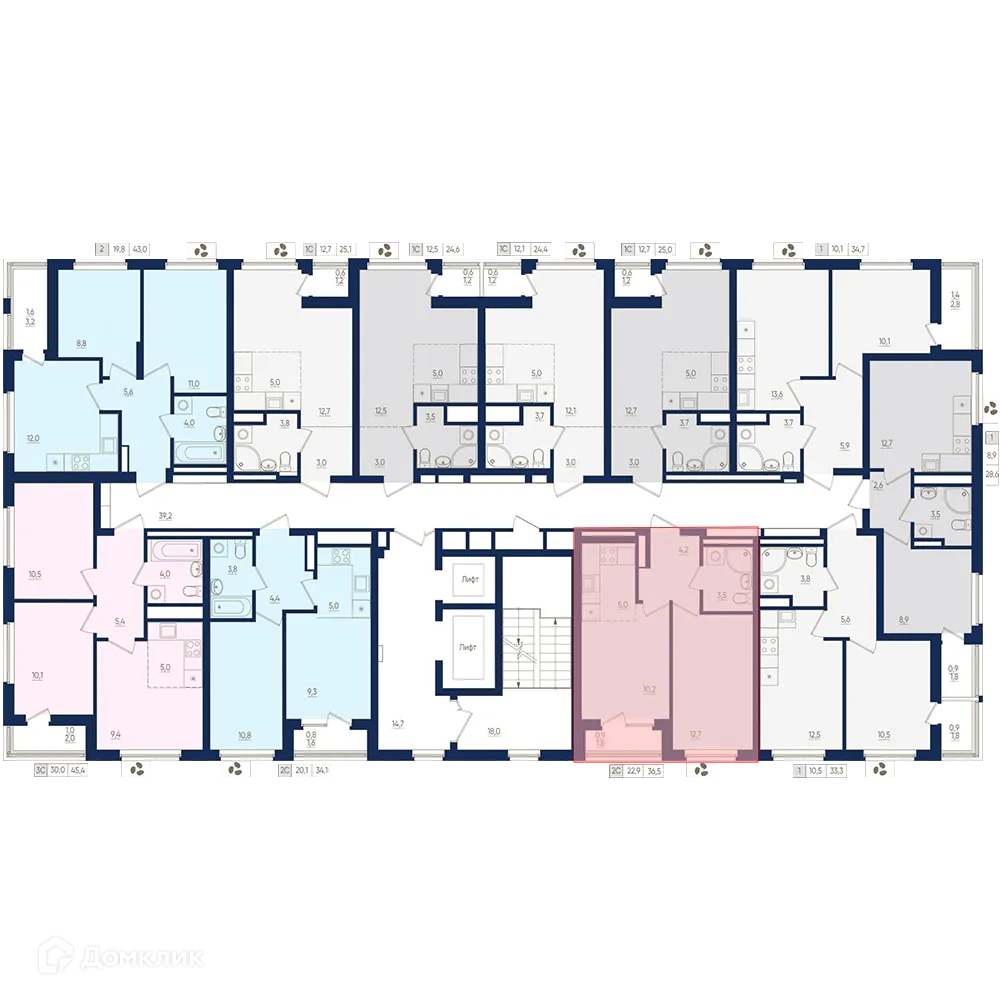 Планировка 2-комнатной квартиры 36.5 м² в ЖК Экогород "Яркий", г. Уфа — фото 2