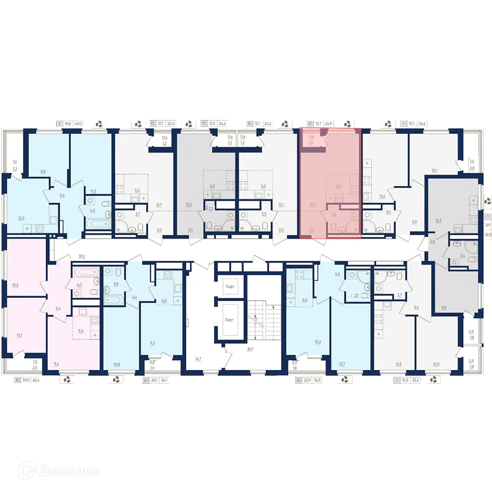 Планировка 1-комнатной квартиры 24.9 м² в ЖК Экогород "Яркий", г. Уфа — фото 2