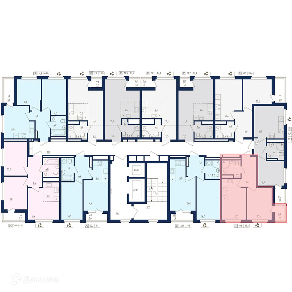 Планировка 1-комнатной квартиры 33.2 м² в ЖК Экогород "Яркий", г. Уфа — фото 2