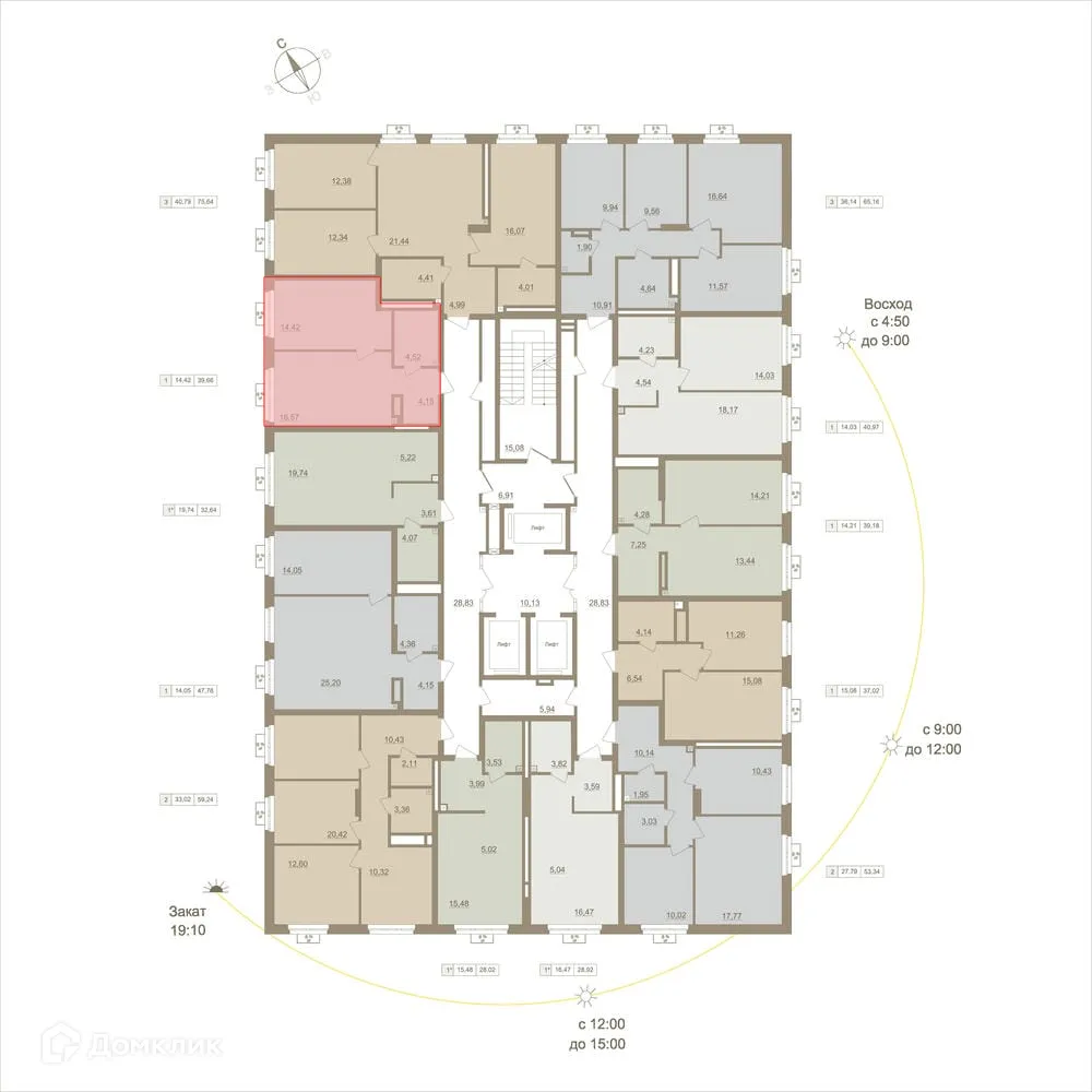 Планировка 1-комнатной квартиры 39.66 м² в ЖК Экогород "Яркий", г. Уфа — фото 2