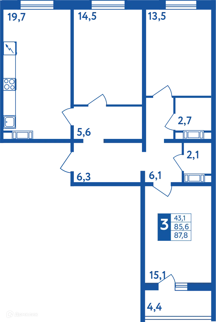 Фото квартиры в ЖК "Новая Дема"