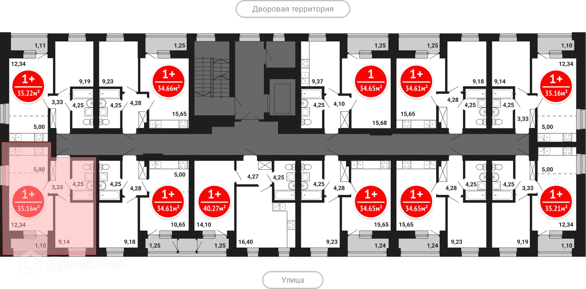Планировка 1-комнатной квартиры 35.16 м² в ЖК Цветы Башкирии, г. Уфа — фото 2