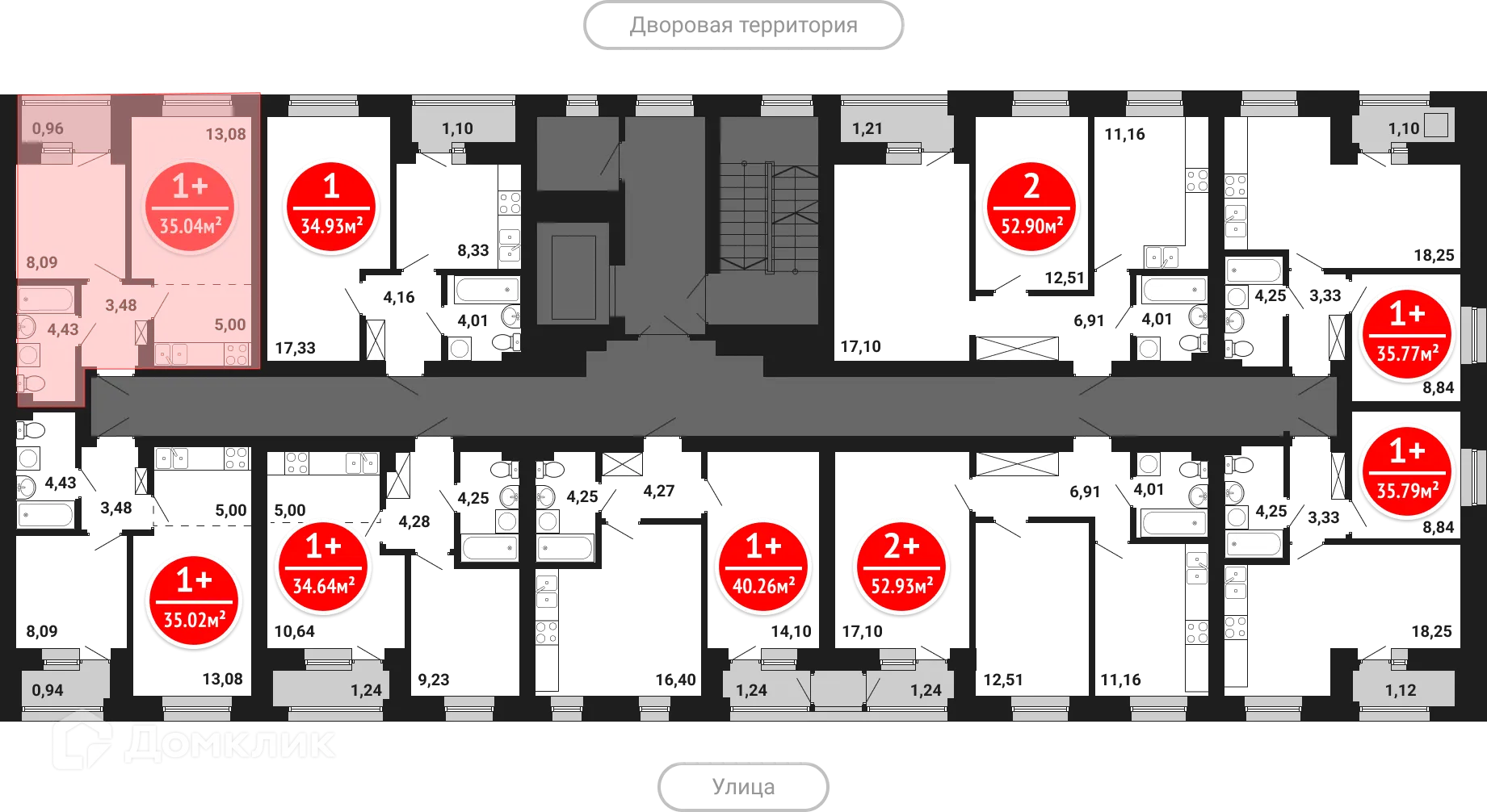 Планировка 1-комнатной квартиры 35.04 м² в ЖК Цветы Башкирии, г. Уфа — фото 2