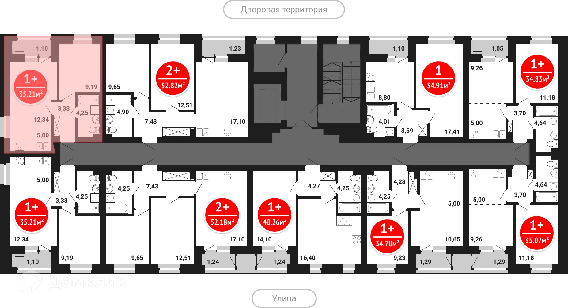 Планировка 1-комнатной квартиры 35.21 м² в ЖК Цветы Башкирии, г. Уфа — фото 2