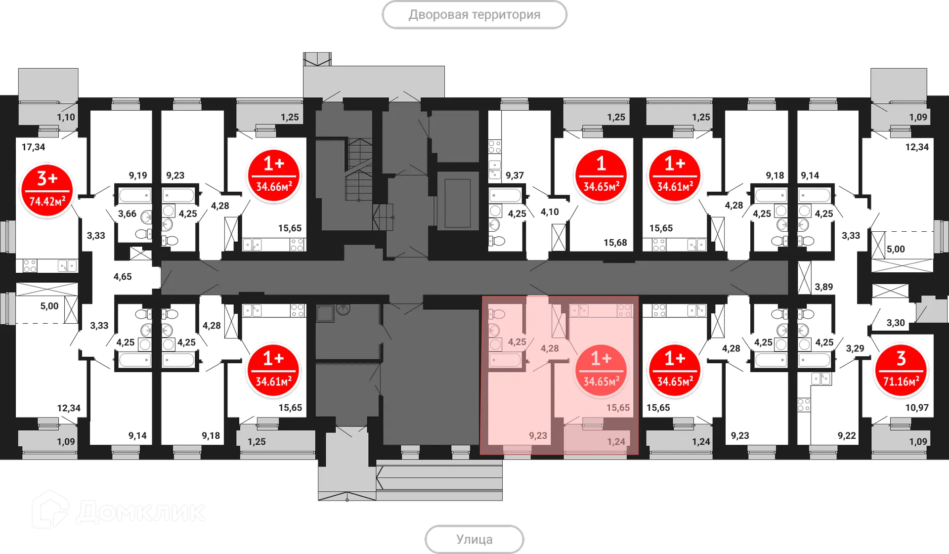 Планировка 1-комнатной квартиры 34.65 м² в ЖК Цветы Башкирии, г. Уфа — фото 2