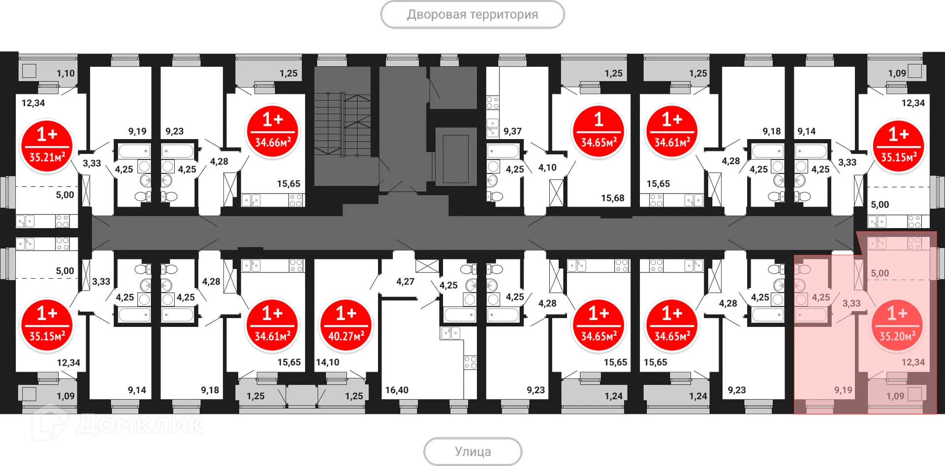 Планировка 1-комнатной квартиры 35.2 м² в ЖК Цветы Башкирии, г. Уфа — фото 2