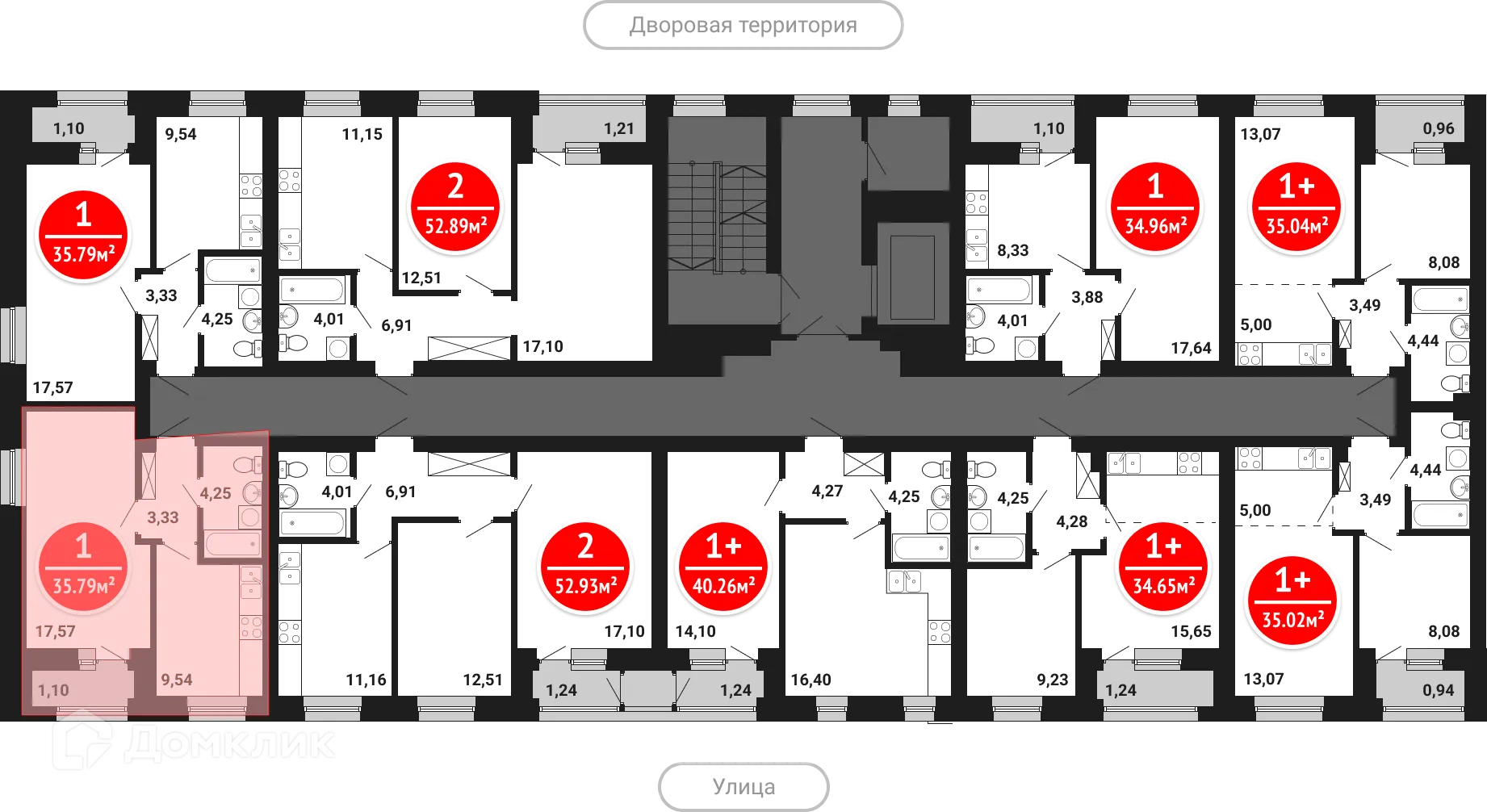 Планировка 1-комнатной квартиры 35.79 м² в ЖК Цветы Башкирии, г. Уфа — фото 2