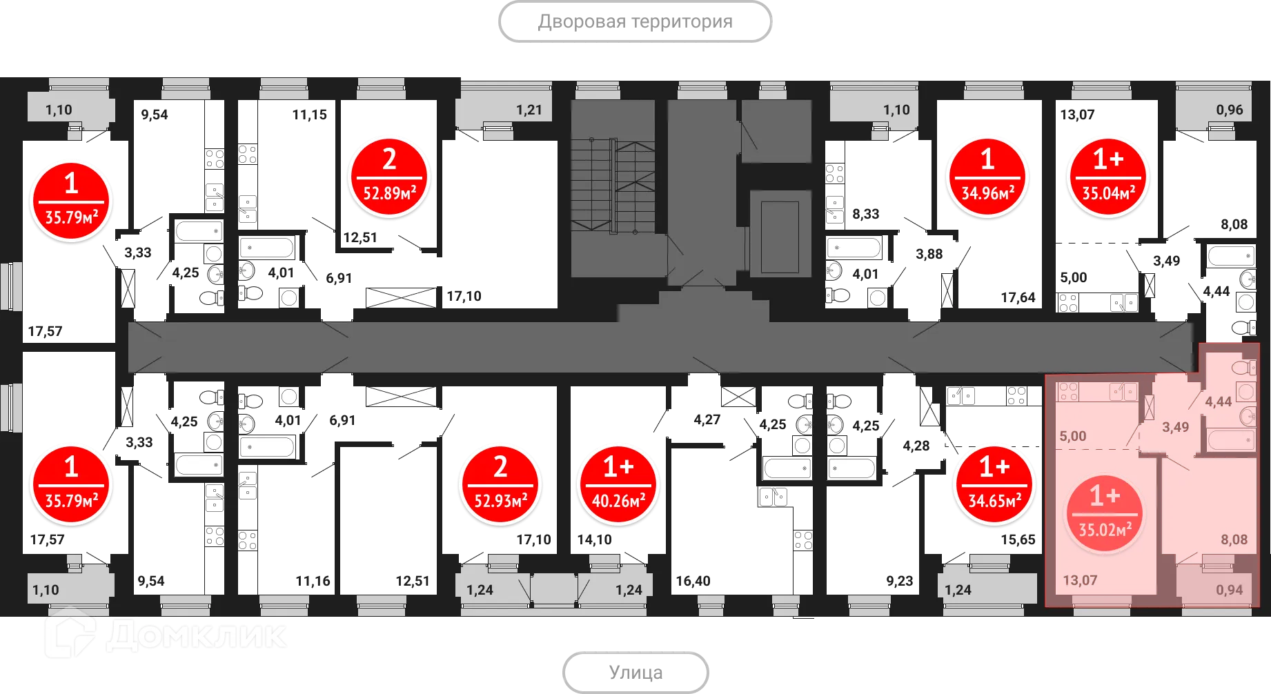 Планировка 1-комнатной квартиры 35.02 м² в ЖК Цветы Башкирии, г. Уфа — фото 2
