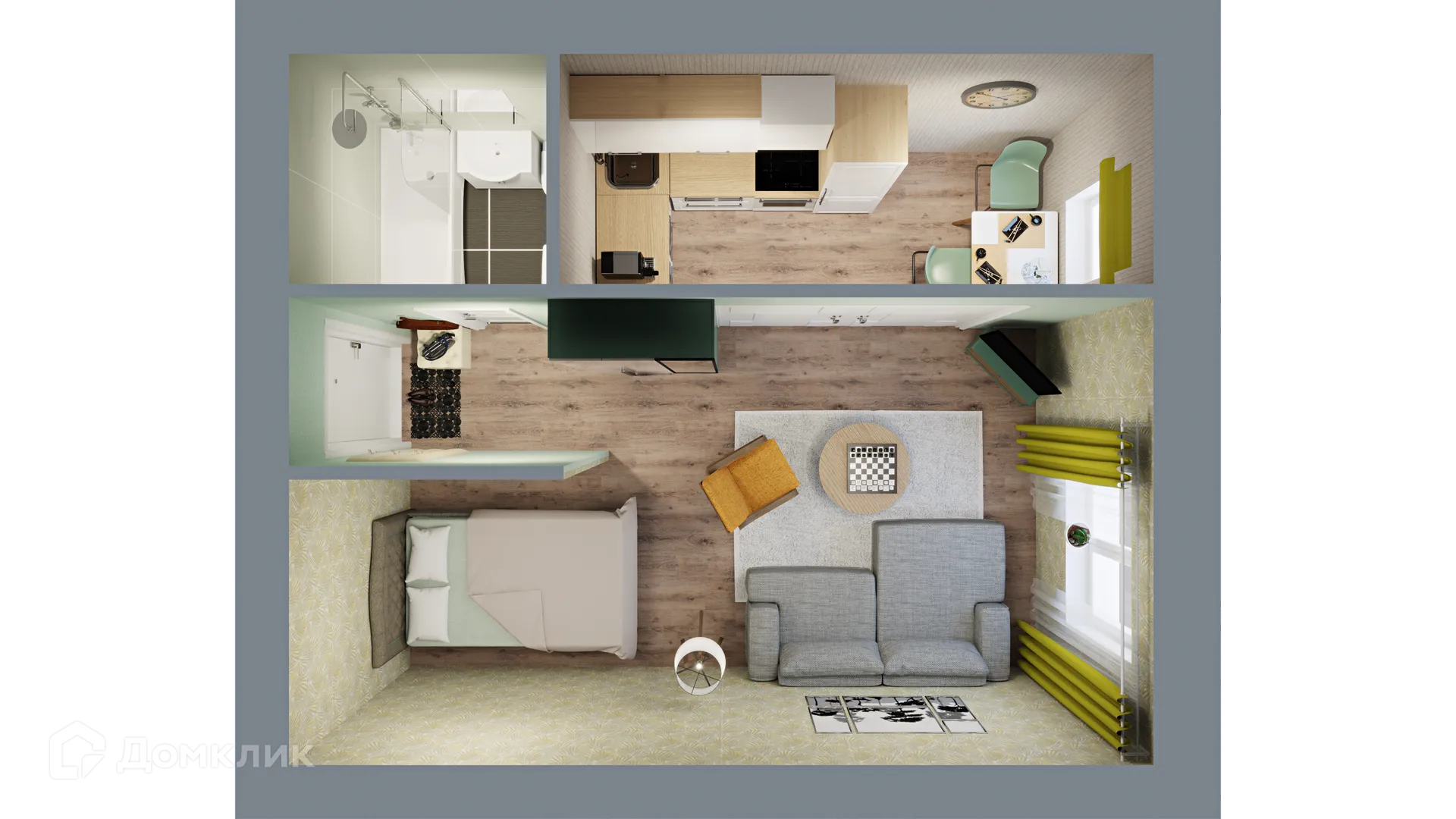 Планировка 1-комнатной квартиры 36.25 м² в ЖК Город Природы, г. Уфа — фото 2